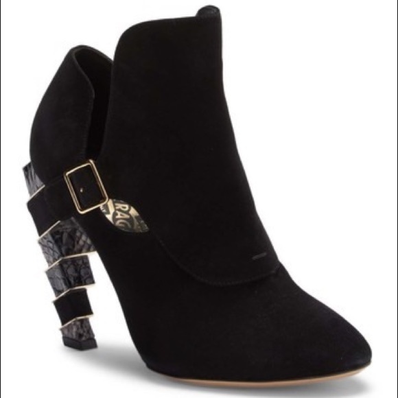 Salvatore Ferragamo Shoes - Salvatore Ferragamo Suede Lilly Snake Emboss Boots